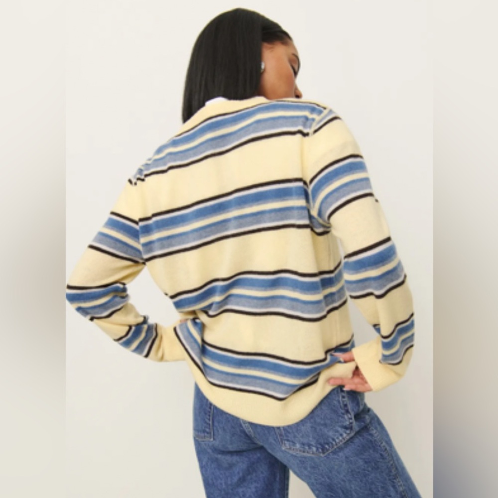 Reformation Boyfriend Cashmere Sweater in Parmesan Stripes - Picture 4 of 5